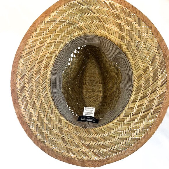 Panama Jack Safari Straw Hat 3" Big Brim 3-Pleat Ribbon Inner Elastic Sweatband - Picture 9 of 16